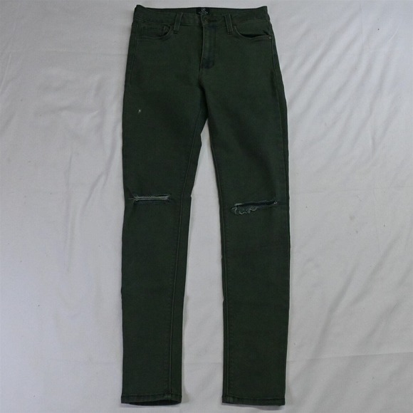 Just Black 28 High Rise Skinny Green Destroyed Stretch‎ Denim Jeans - Picture 1 of 5
